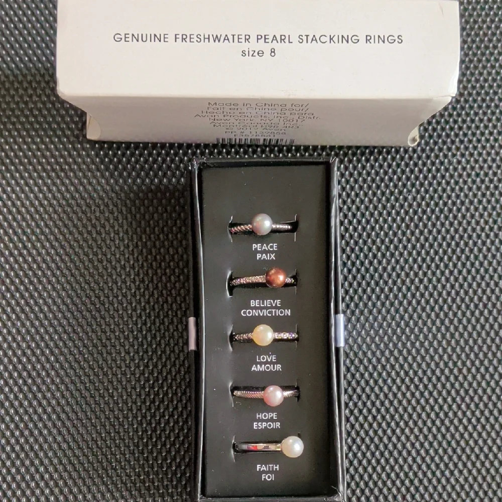 Freshwater Pearl Stacking Rings Set - Picture 2 of 9